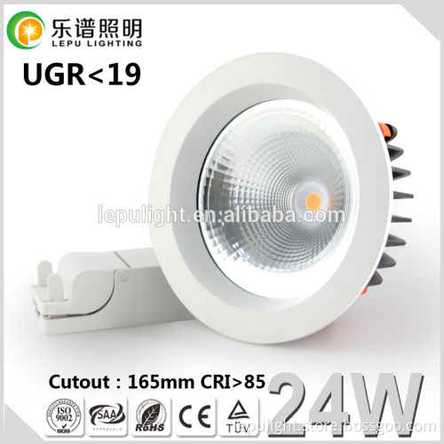24W COB DownlightsType and Aluminum Lamp Body Material 90mm cutout led cob downlight